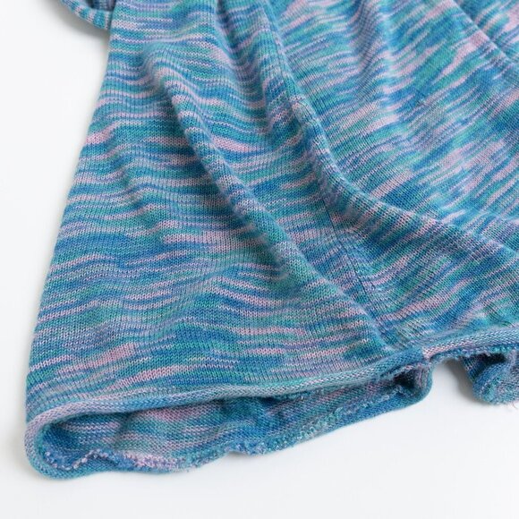 ✨ Free People Blue Galaxy Space Dyed Henley Sweater Midi Dress Pointelle Knit - Picture 10 of 12